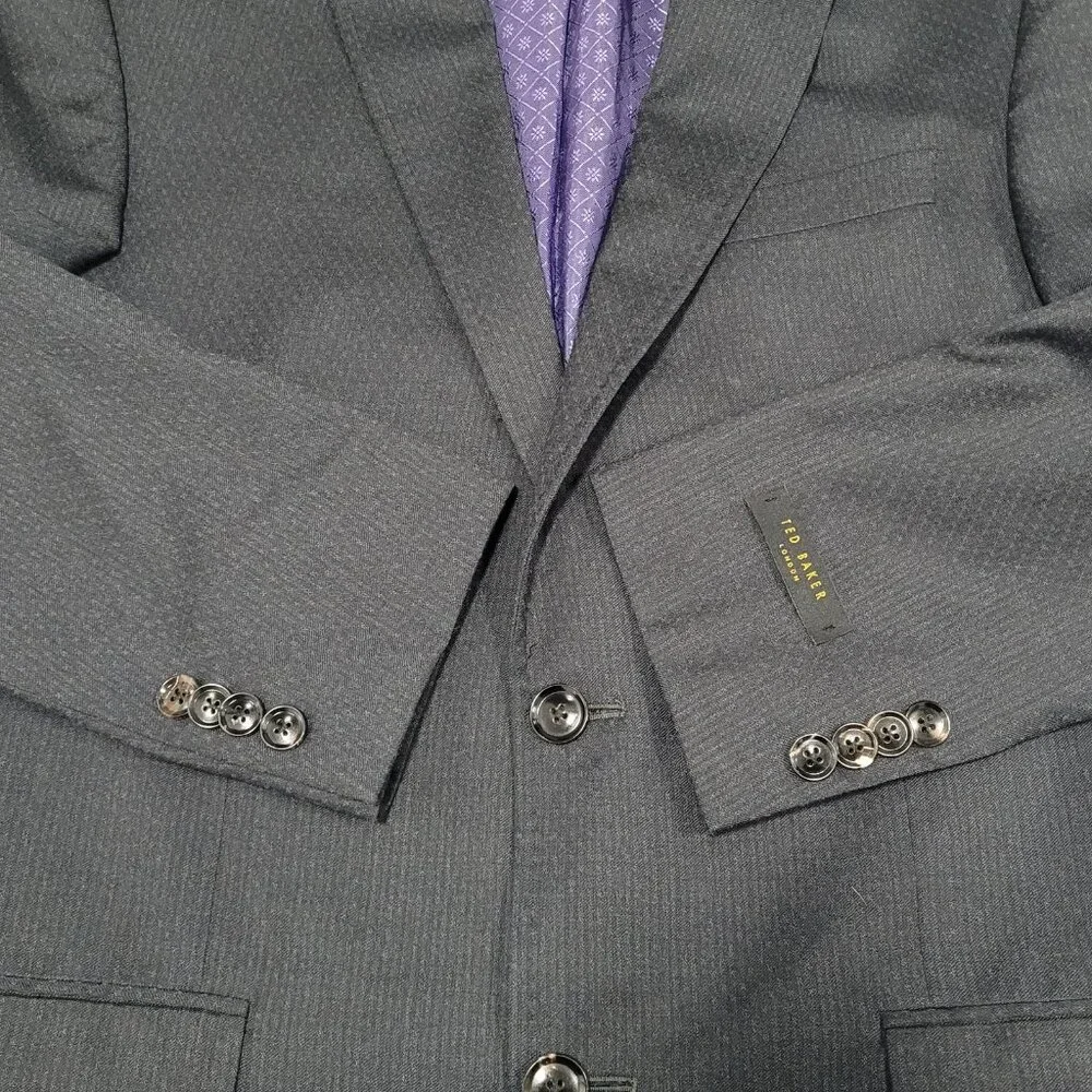 Ted Baker London Endurance Black Blue Wool Jay CT 2 Button Blazer Sport Coat 38R
